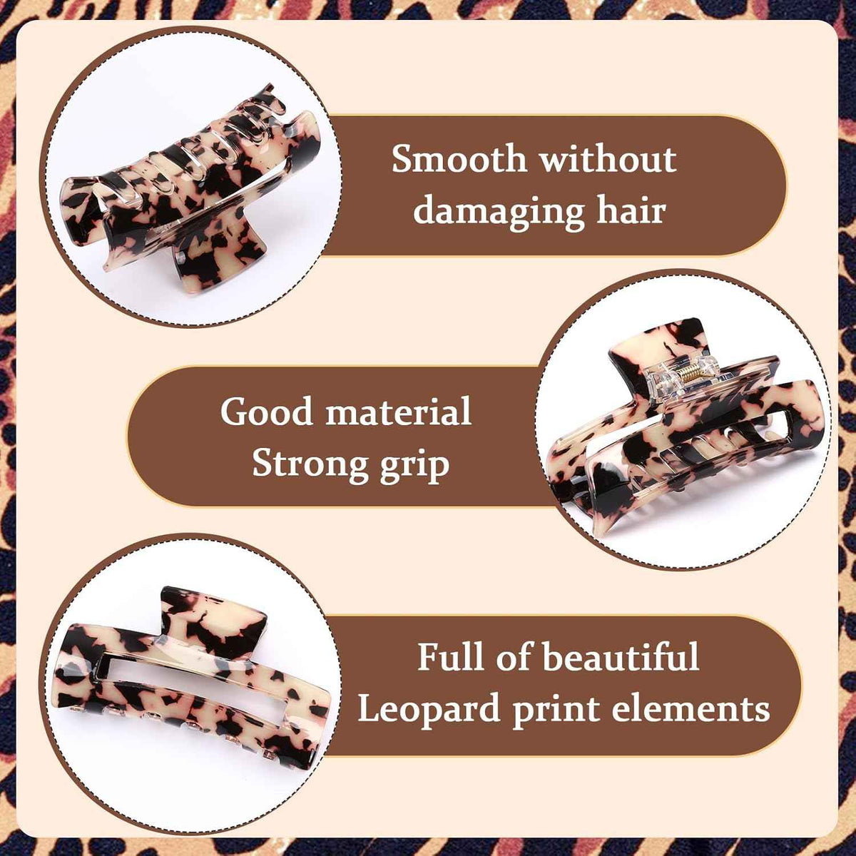 Tortoise Hair Claw Clips 4-Pack