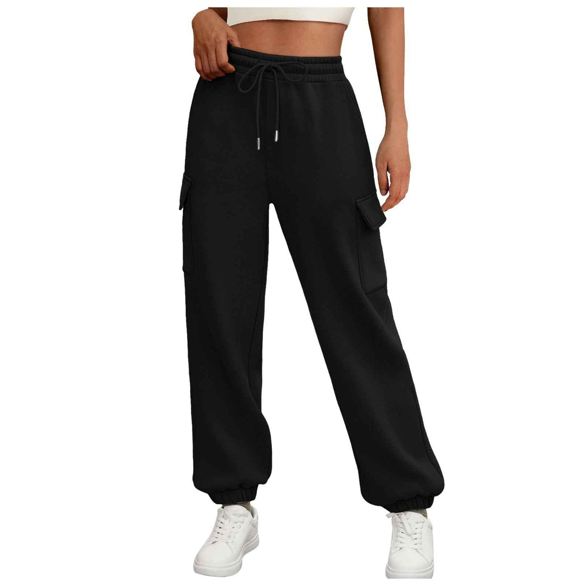 MoveX Women's Fleece Lined Cargo Sweatpants Baggy High Waist Joggers