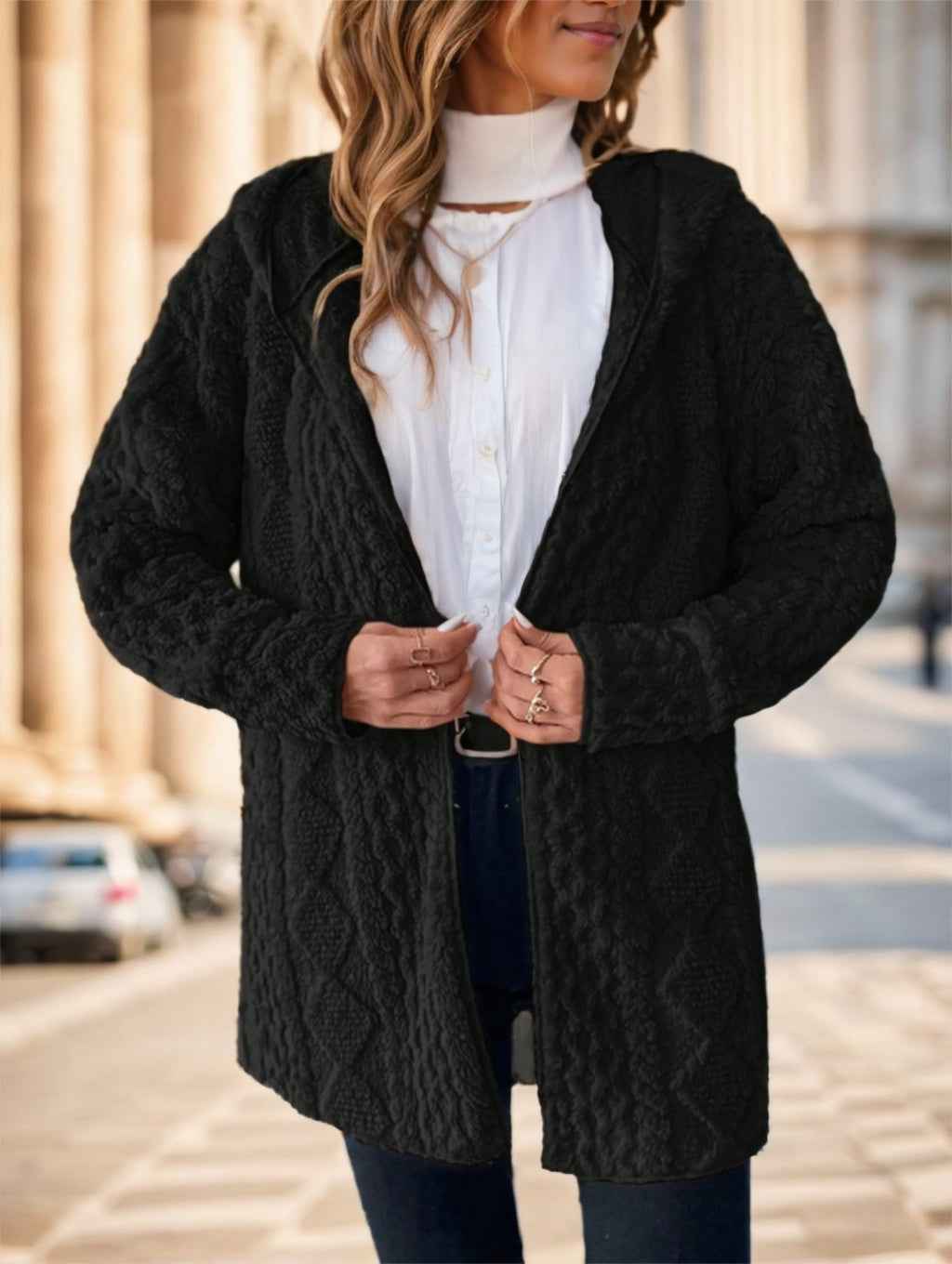 Women's Hooded Knit Cardigan