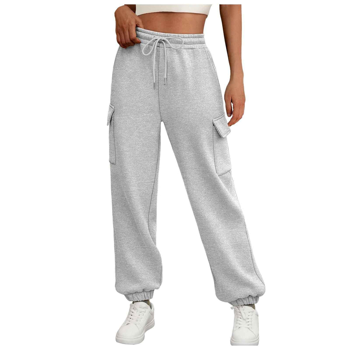 MoveX Women's Fleece Lined Cargo Sweatpants Baggy High Waist Joggers