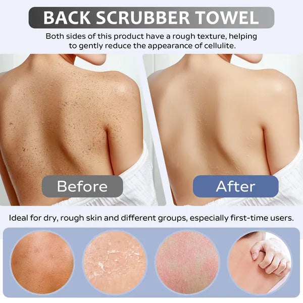 Exfoliating back scrubber towel bamboo fiber beige - image 3
