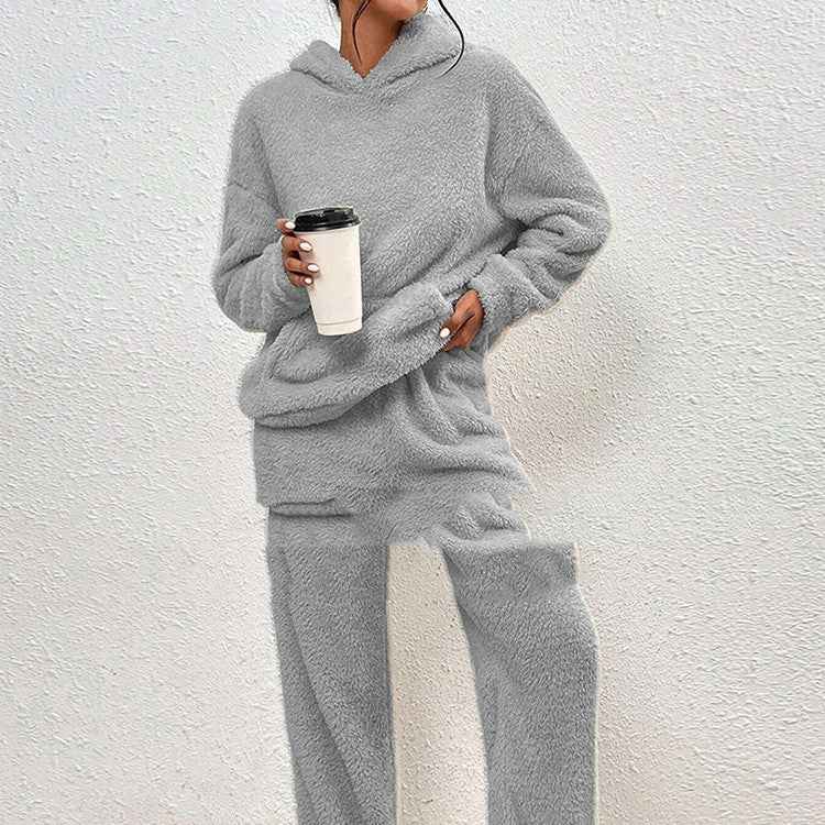 MoveX Women's Fleece Hoodie and Pants Set 2 Piece Fuzzy Lounge Outfit