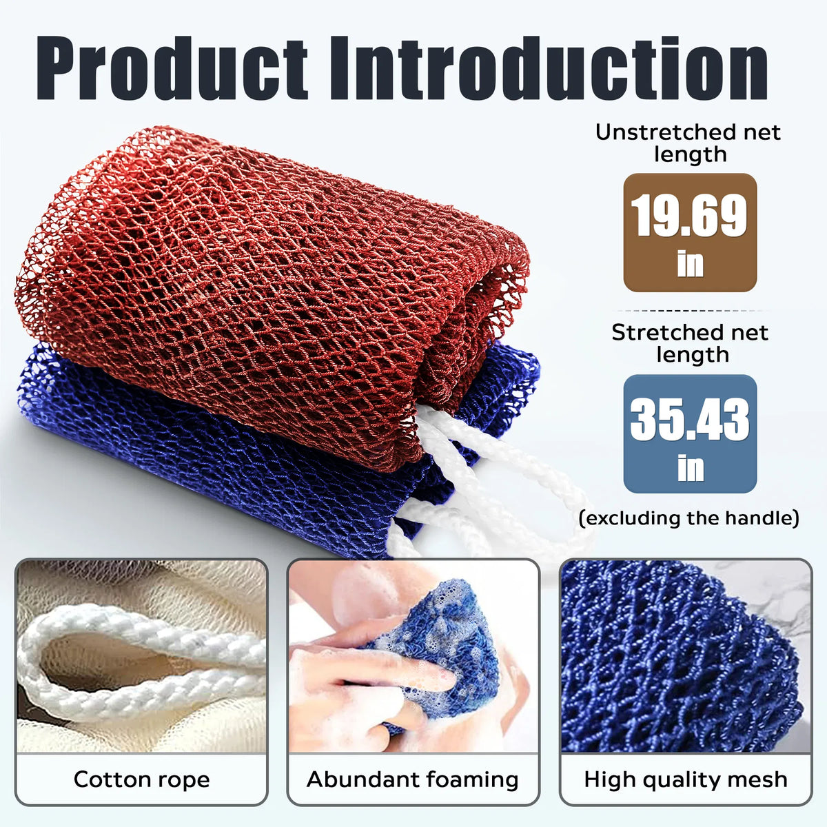 Exfoliating net body sponge long stretch mesh black - image 3