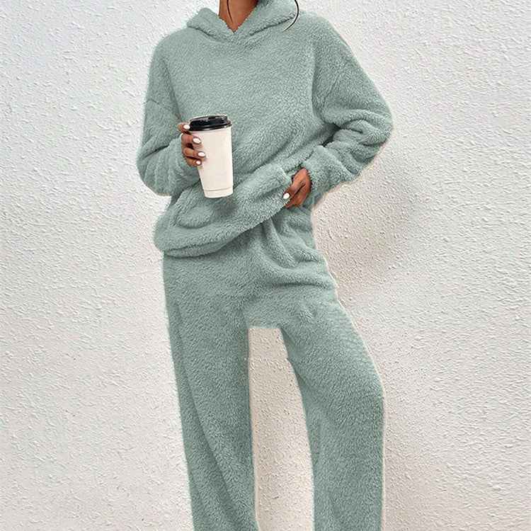 MoveX Women's Fleece Hoodie and Pants Set 2 Piece Fuzzy Lounge Outfit