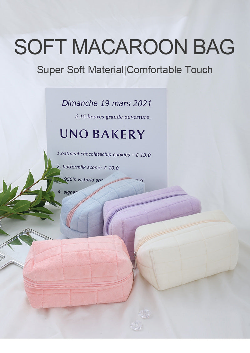 Quilted plush makeup pouch skincare travel bag - image 3