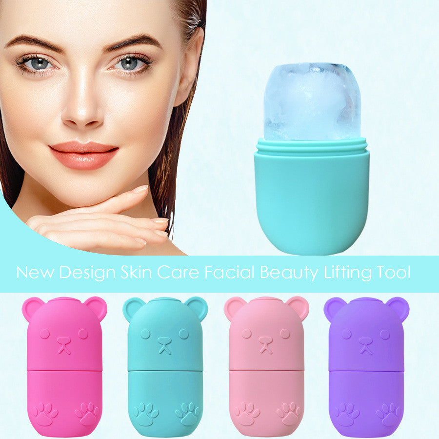 Silicone ice roller for face bear design - front view