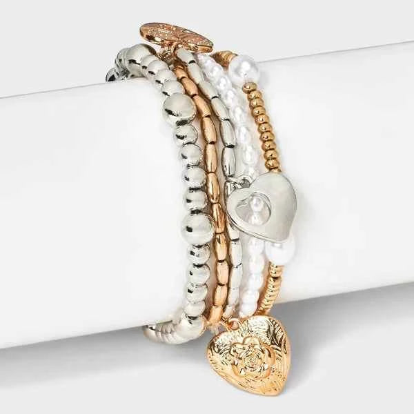 Heart Charm Bracelet Set