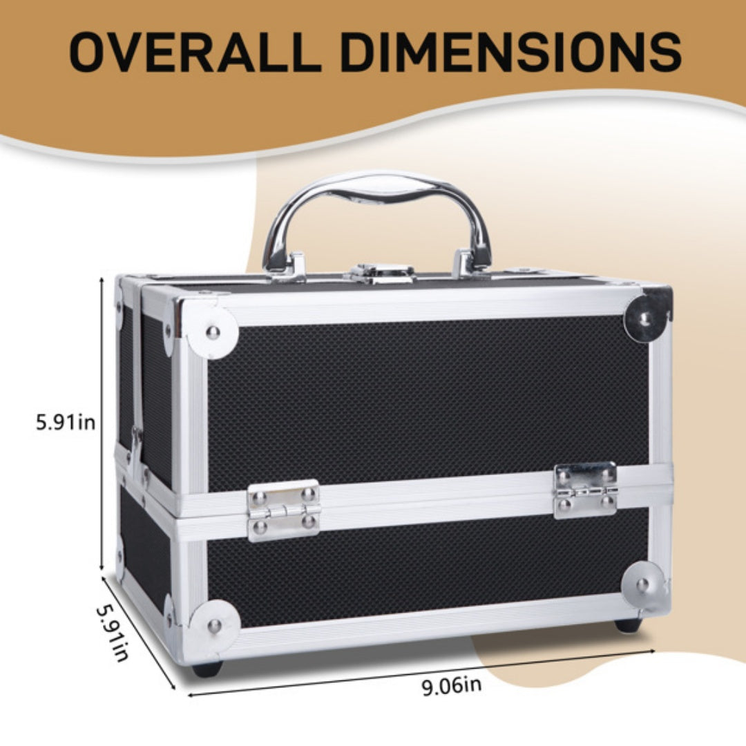 Makeup train case with mirror and lock black - image 3