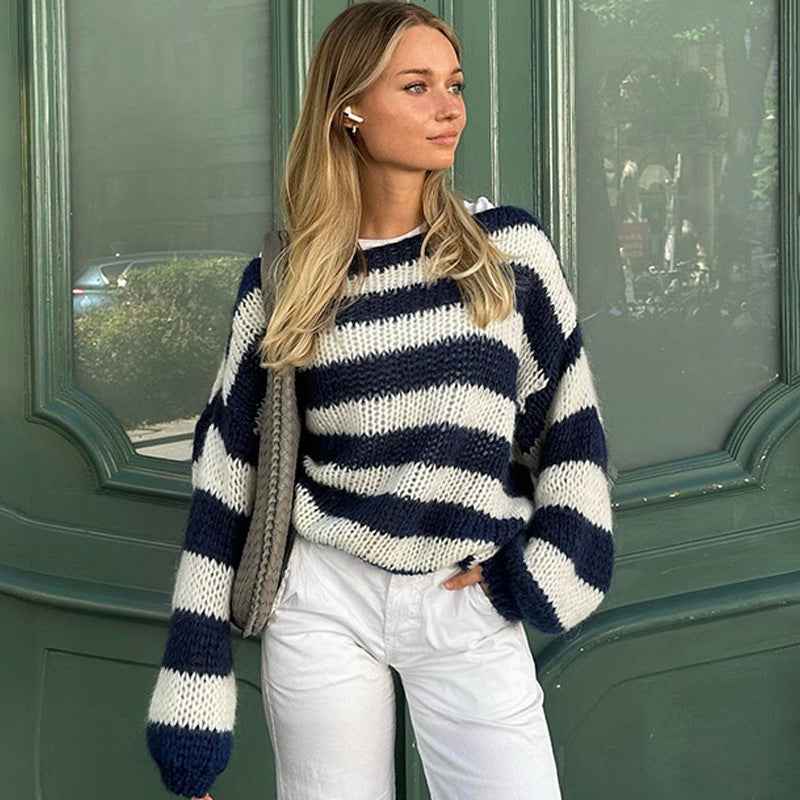 Women's Striped Off Shoulder Sweater