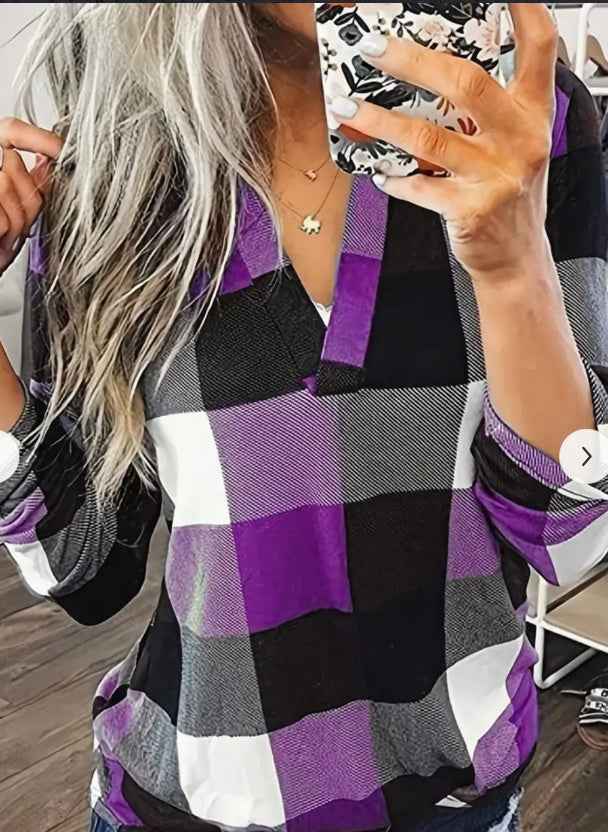 Women's Plaid Tunic Blouse