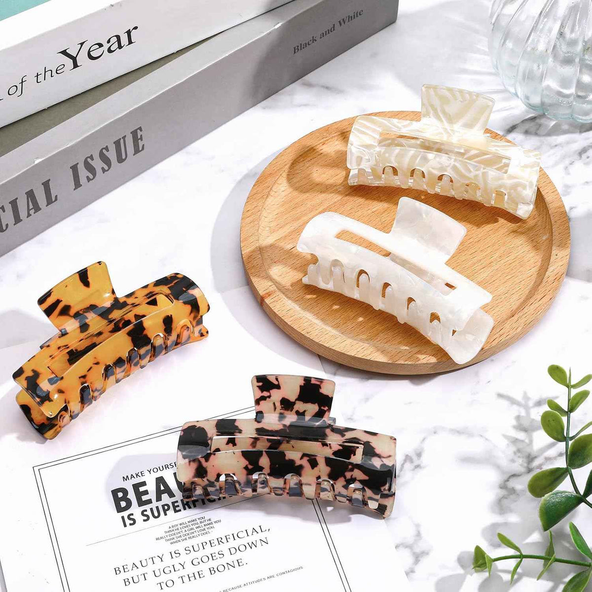 Tortoise Hair Claw Clips 4-Pack