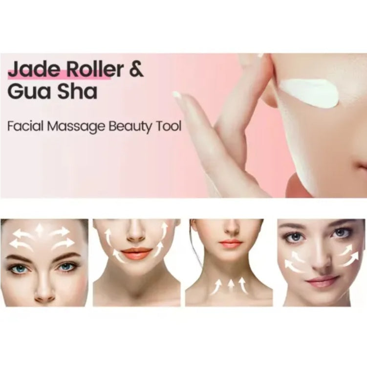 Gua sha facial tool and face roller set 2 piece green - image 3