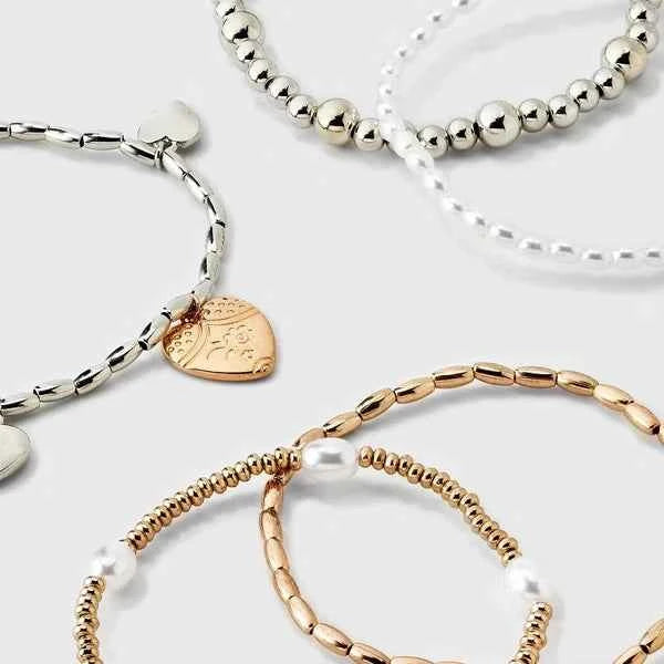 Heart Charm Bracelet Set
