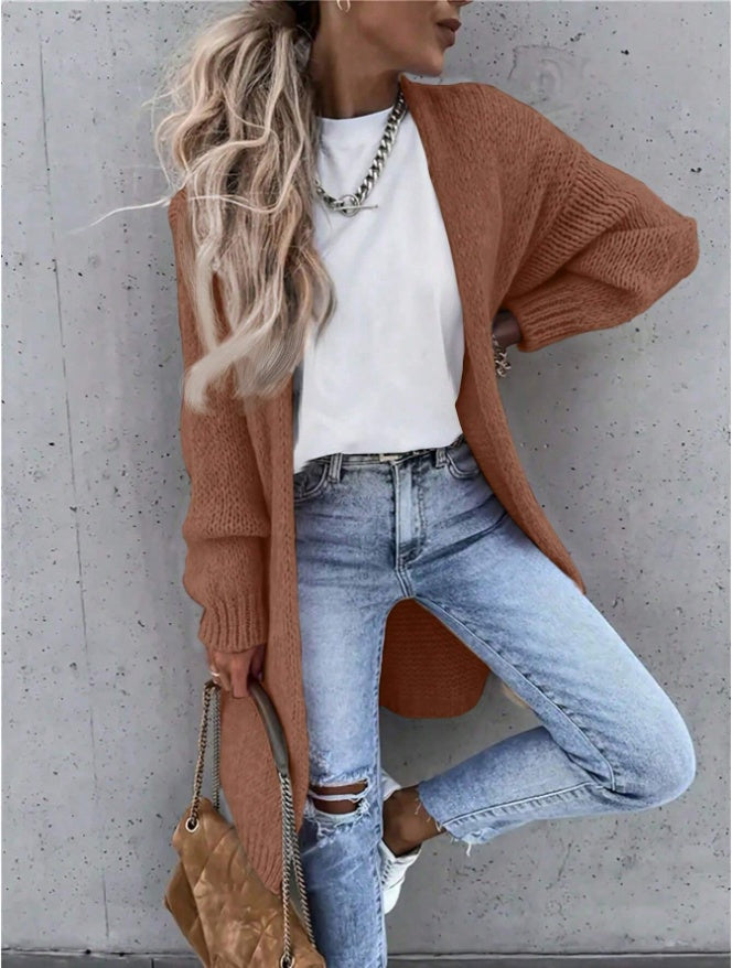 Women's long open front knit cardigan loose duster sweater - image 3