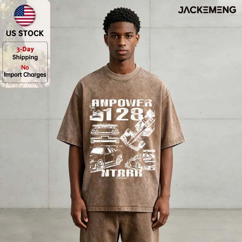 MoveX Vintage Racing Car Washed Oversized Tee
