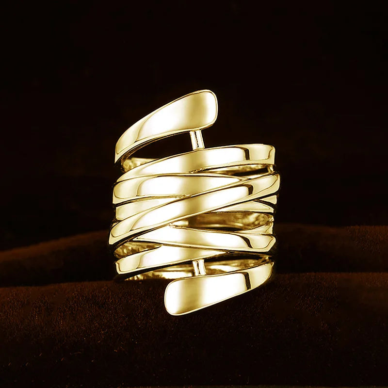 MoveX Wrapped Geometric Stainless Steel Ring