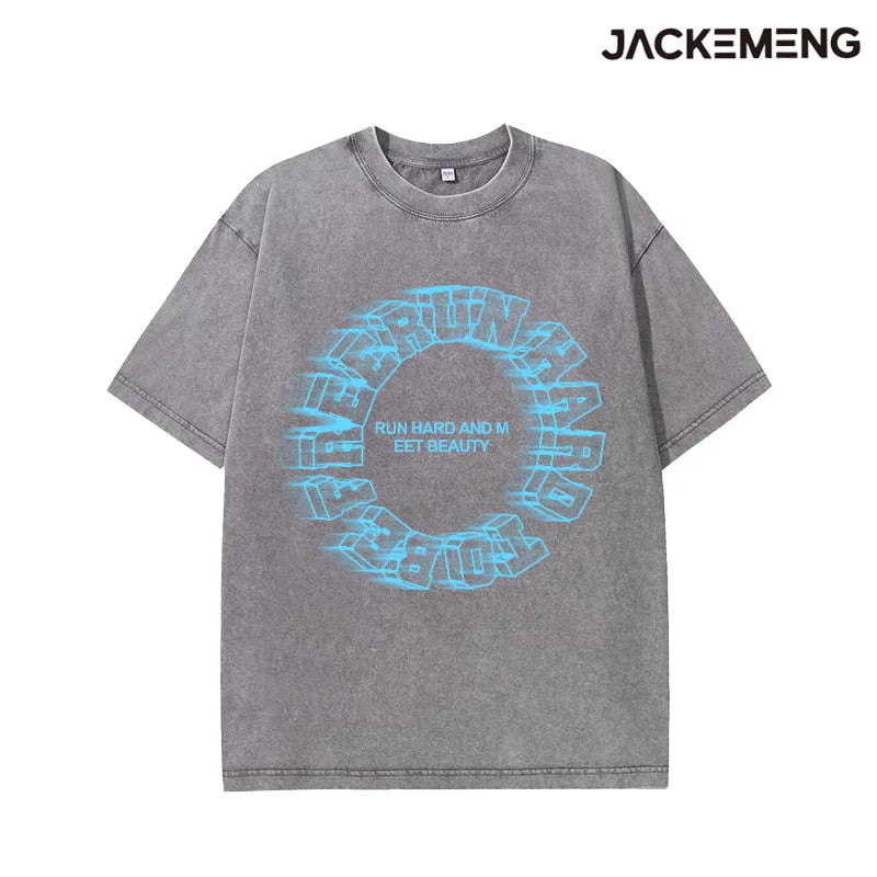 MoveX Run Hard Motion Print Washed Oversized Tee