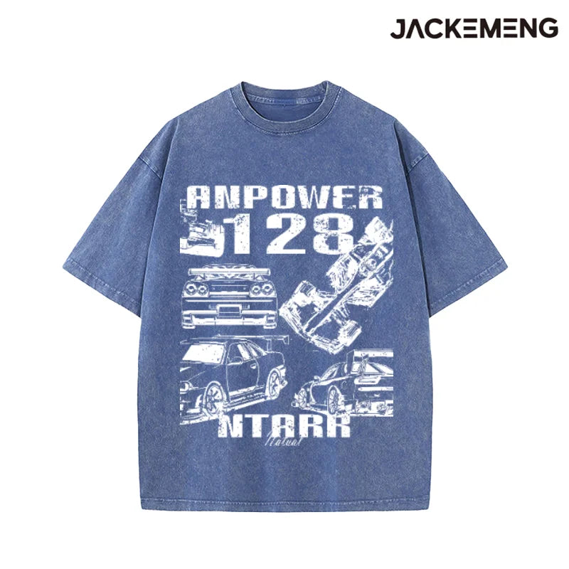 MoveX Vintage Racing Car Washed Oversized Tee