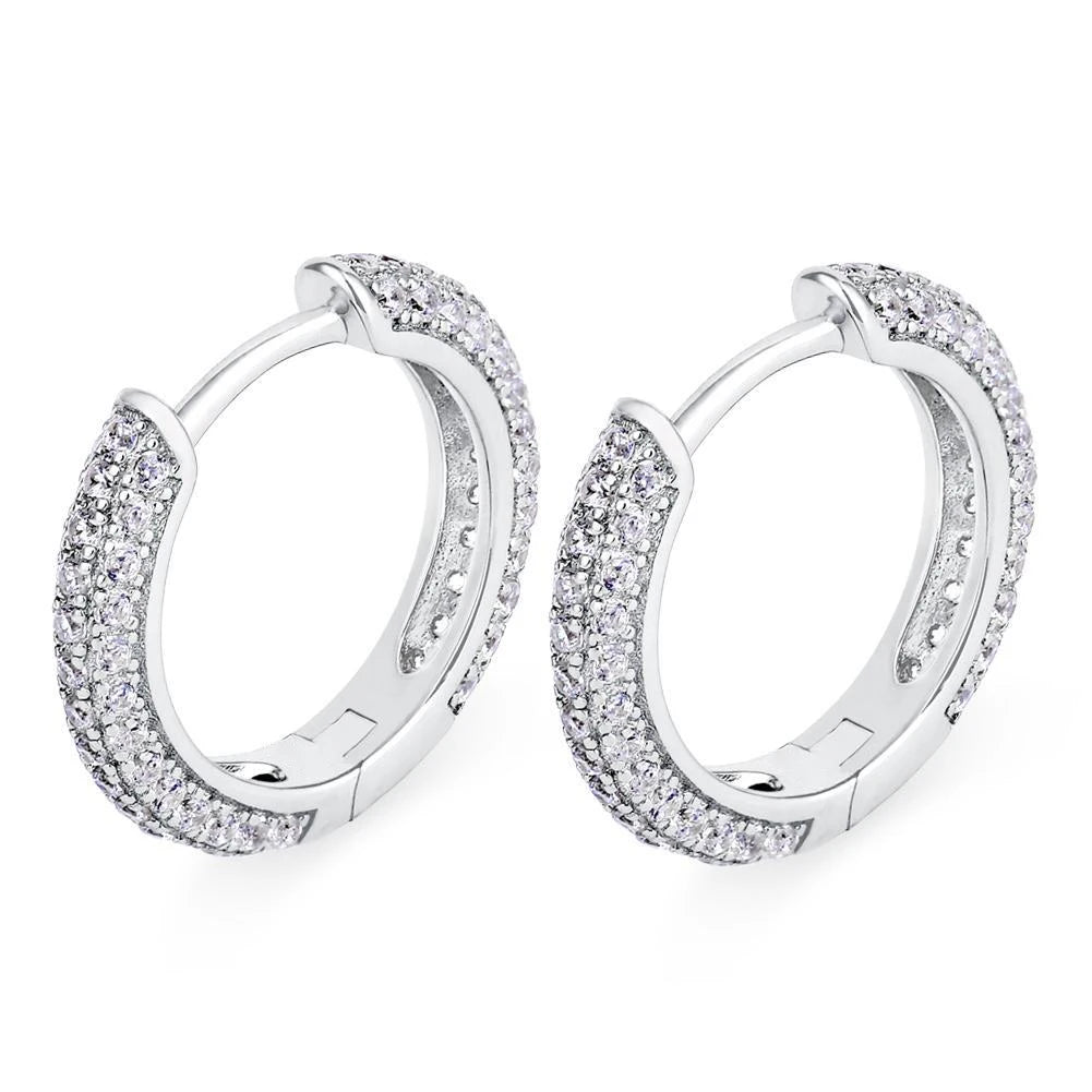 MoveX Iced Out CZ Stud Earrings – 925 Sterling Silver