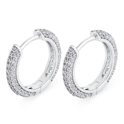 Iced out CZ stud earrings 925 sterling silver - front view
