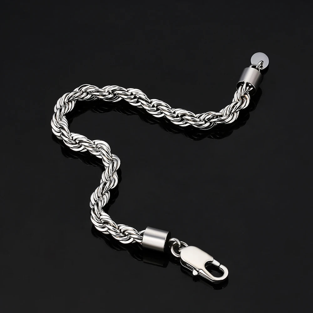 MoveX 6mm Twist Rope Chain Bracelet – Stainless Steel