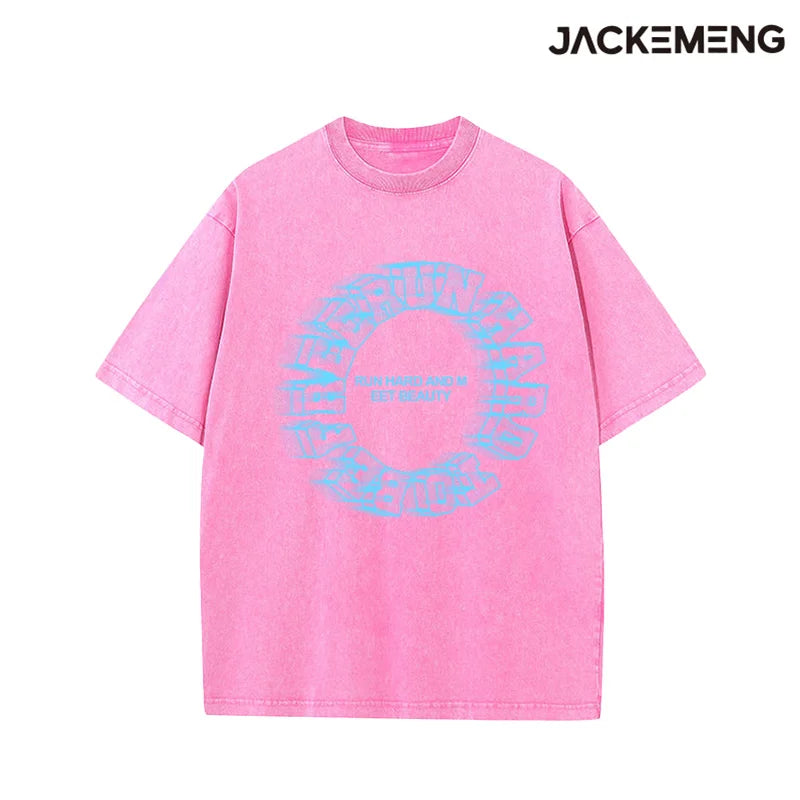 MoveX Run Hard Motion Print Washed Oversized Tee