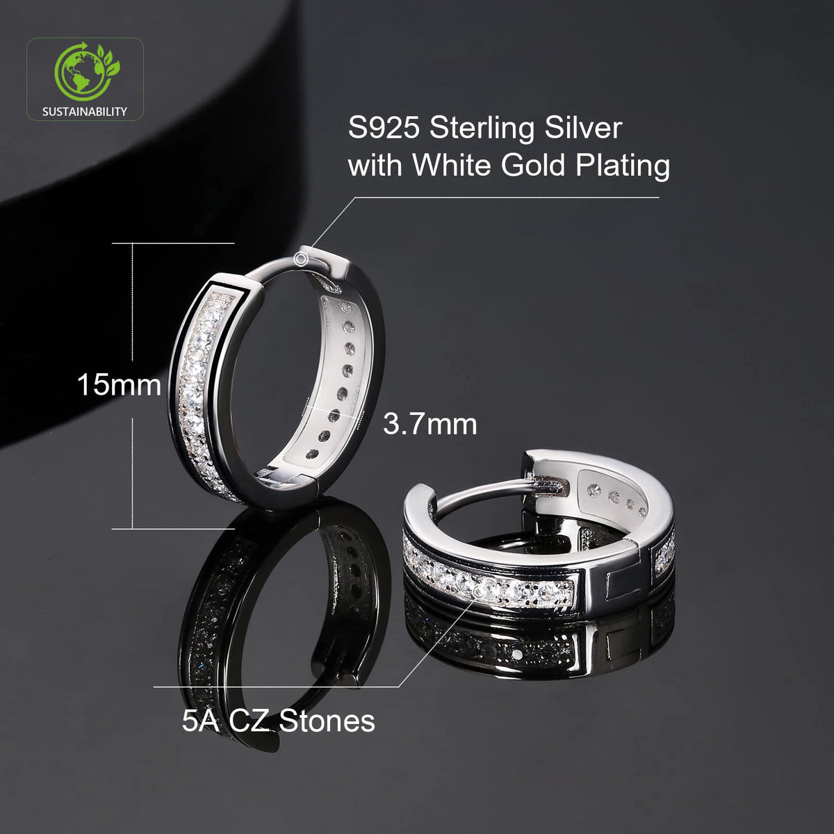MoveX Iced Out CZ Stud Earrings – 925 Sterling Silver