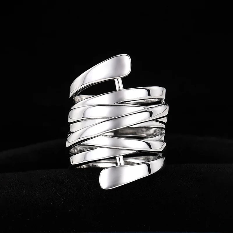 MoveX Wrapped Geometric Stainless Steel Ring
