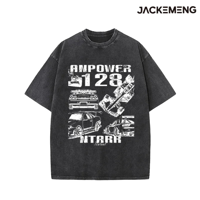 MoveX Vintage Racing Car Washed Oversized Tee