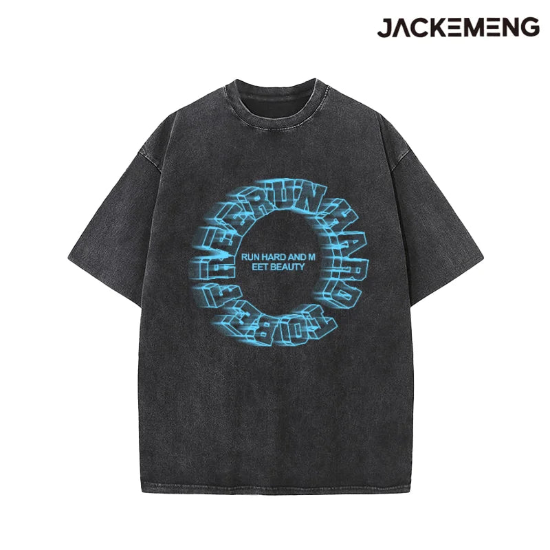 MoveX Run Hard Motion Print Washed Oversized Tee