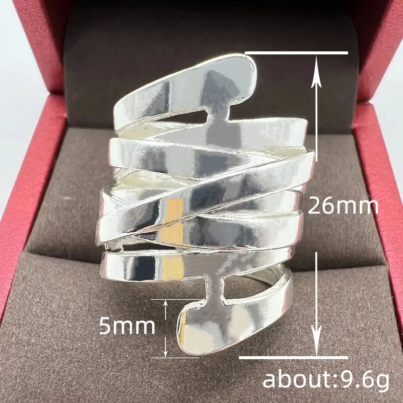 MoveX Wrapped Geometric Stainless Steel Ring