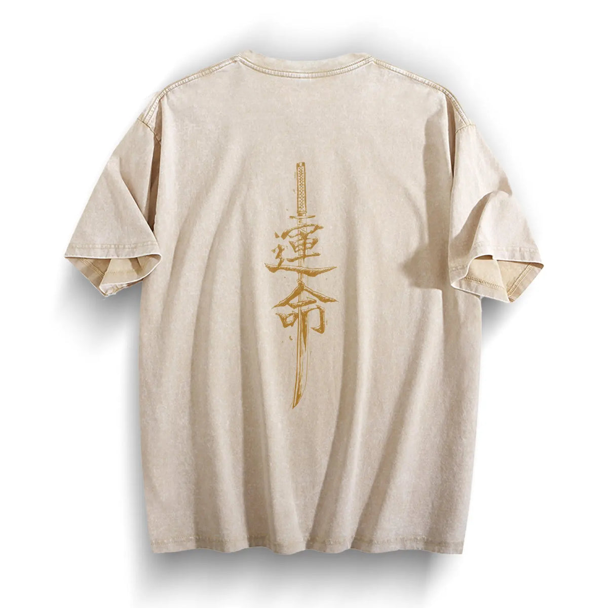 MoveX Vintage Washed Samurai Kanji Oversized Tee