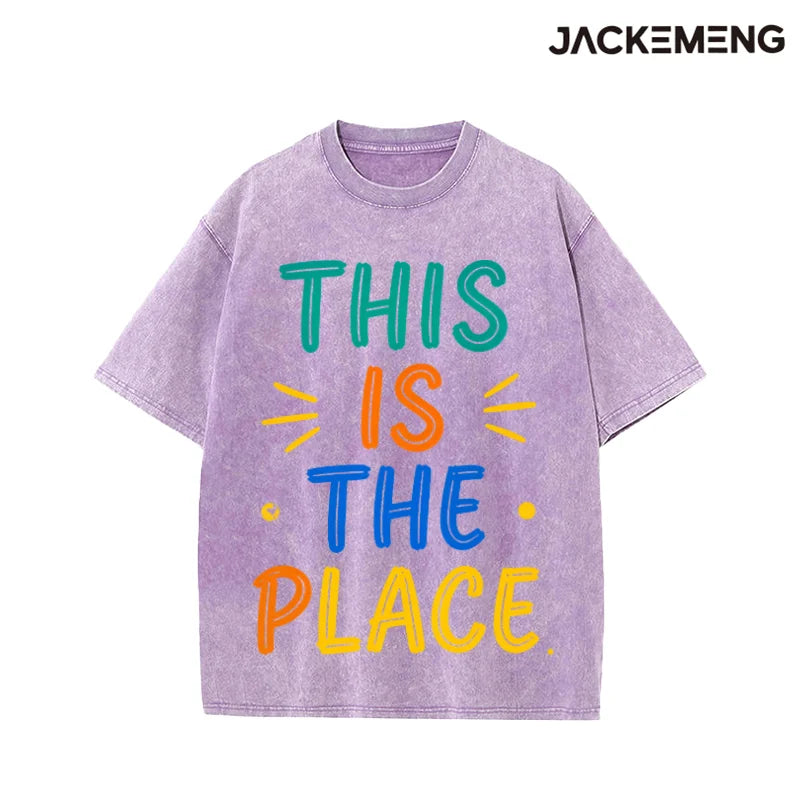 MoveX Pastel Bubble Letter Washed Oversized Tee