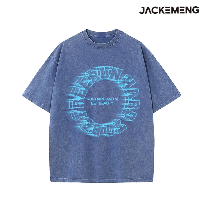 MoveX Run Hard Motion Print Washed Oversized Tee