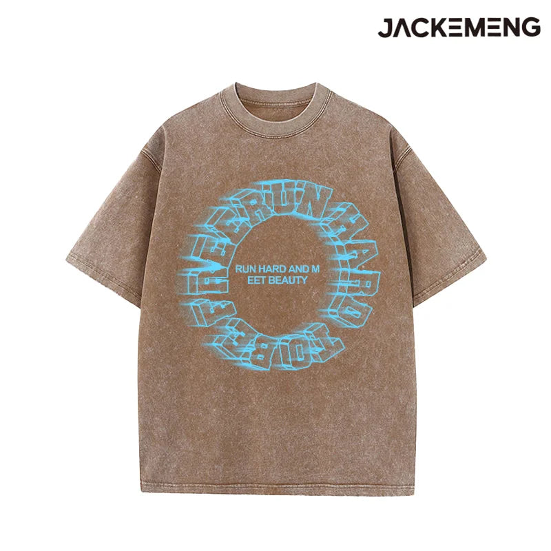 MoveX Run Hard Motion Print Washed Oversized Tee