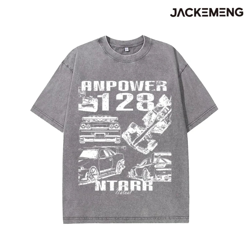 MoveX Vintage Racing Car Washed Oversized Tee