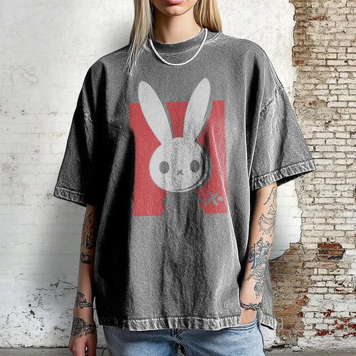 MoveX Bunny Graphic Oversized Cotton Tee