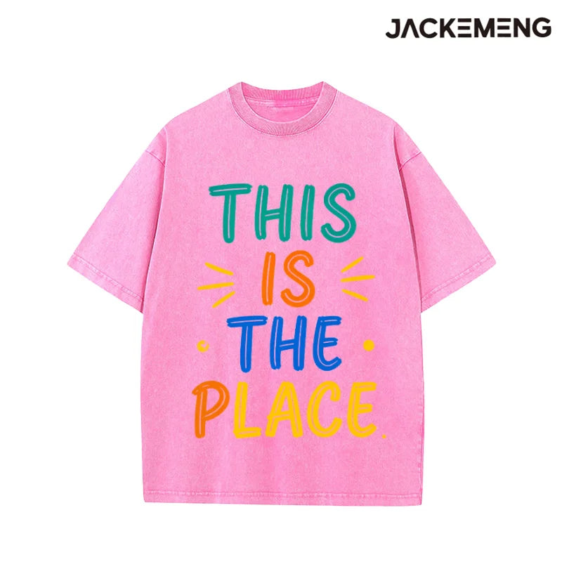 MoveX Pastel Bubble Letter Washed Oversized Tee