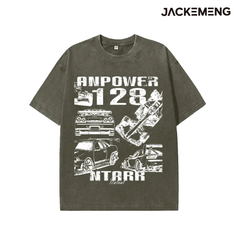 MoveX Vintage Racing Car Washed Oversized Tee