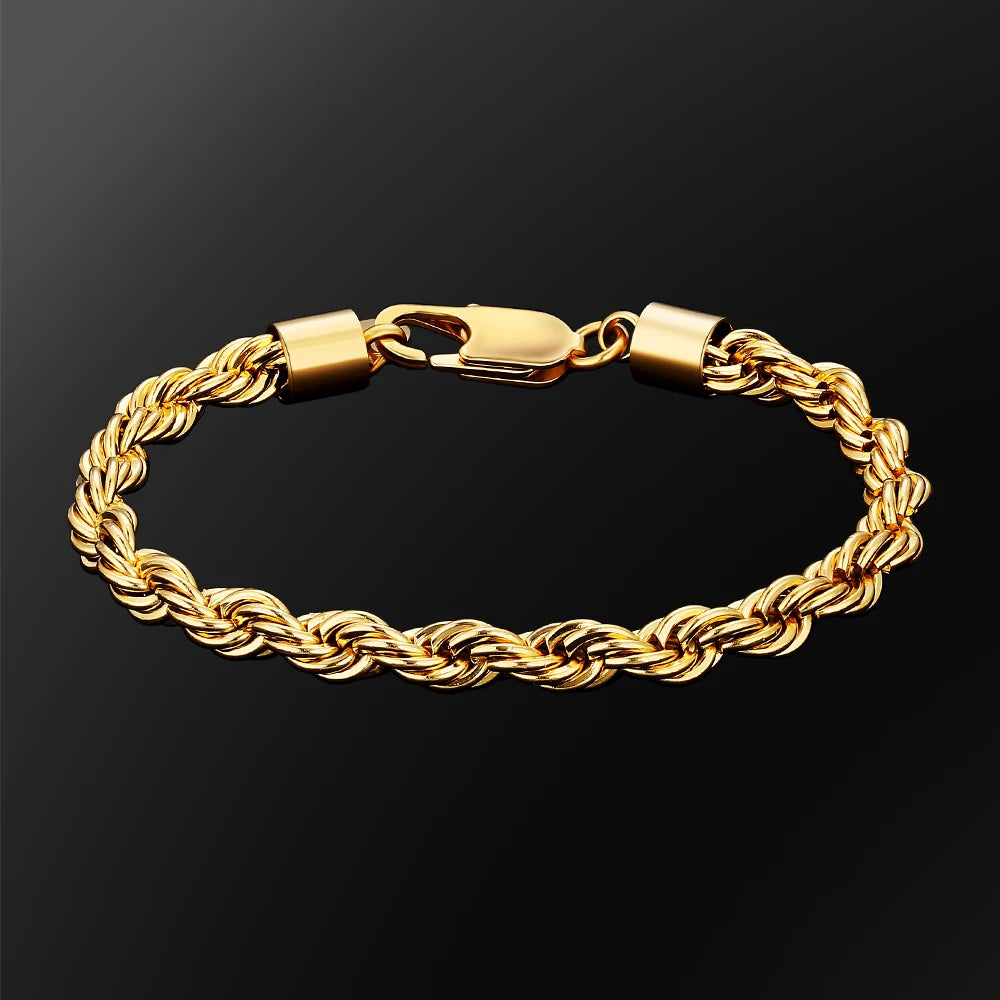 MoveX 6mm Twist Rope Chain Bracelet – Stainless Steel