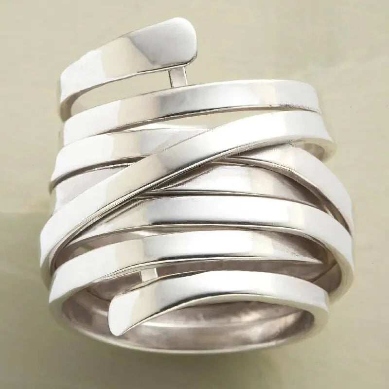 MoveX Wrapped Geometric Stainless Steel Ring
