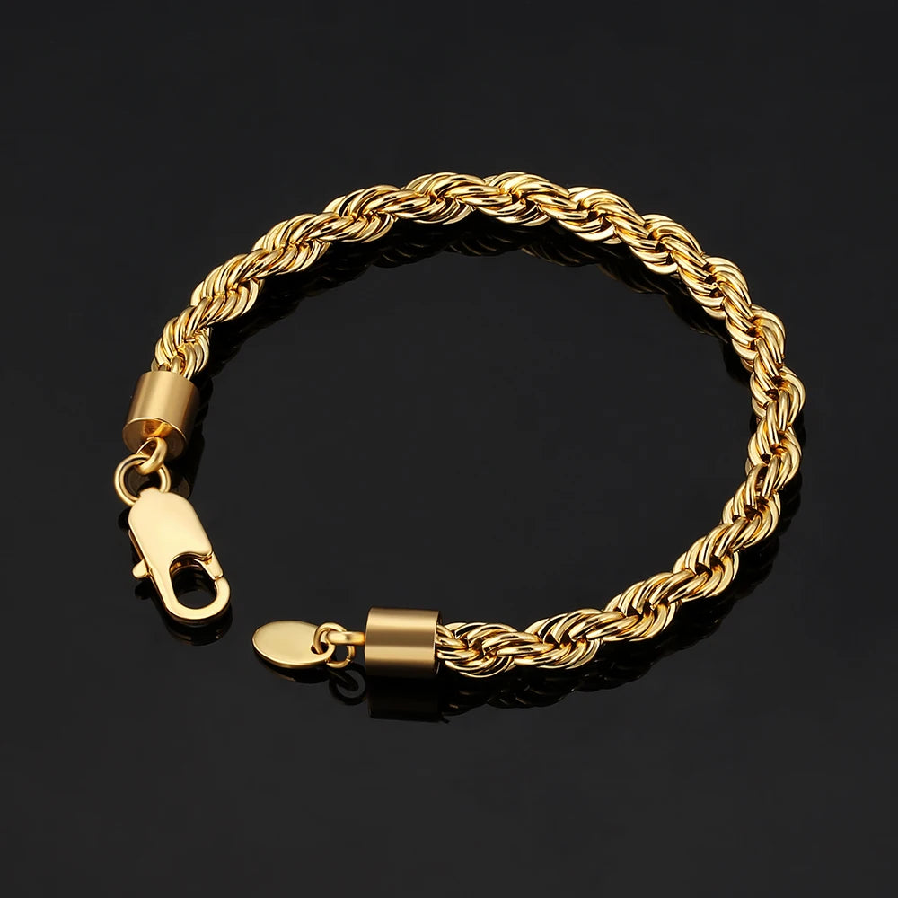MoveX 6mm Twist Rope Chain Bracelet – Stainless Steel