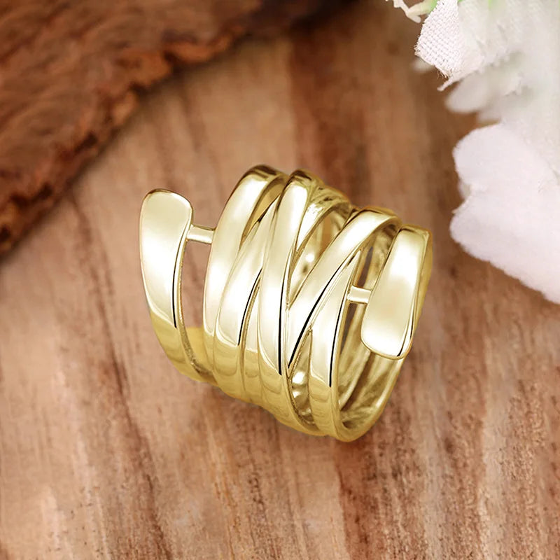 MoveX Wrapped Geometric Stainless Steel Ring