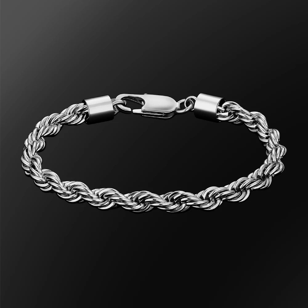 MoveX 6mm Twist Rope Chain Bracelet – Stainless Steel