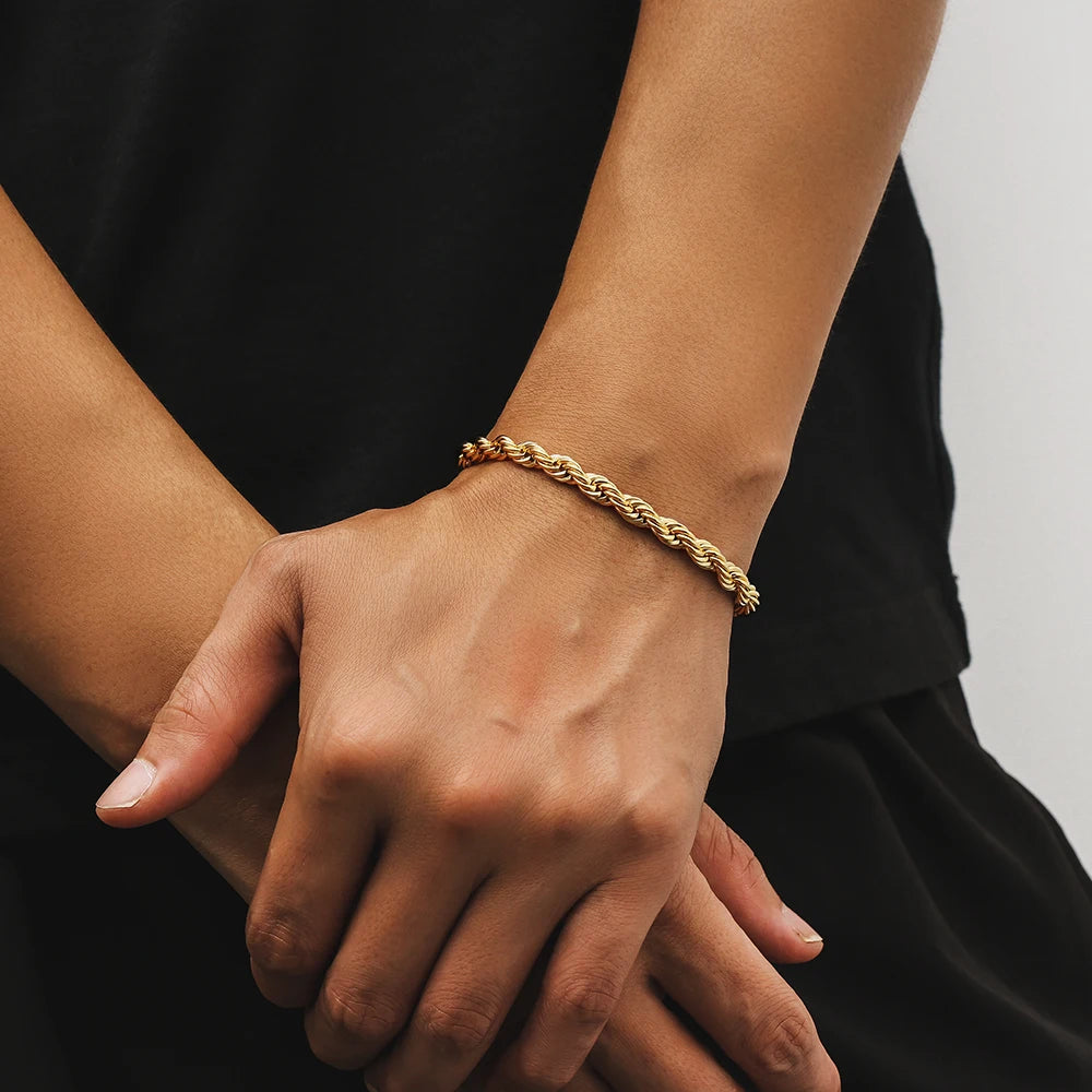 MoveX 6mm Twist Rope Chain Bracelet – Stainless Steel