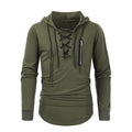 MoveX Solid Lace-Up Zipper Sports Streetwear Hoodie