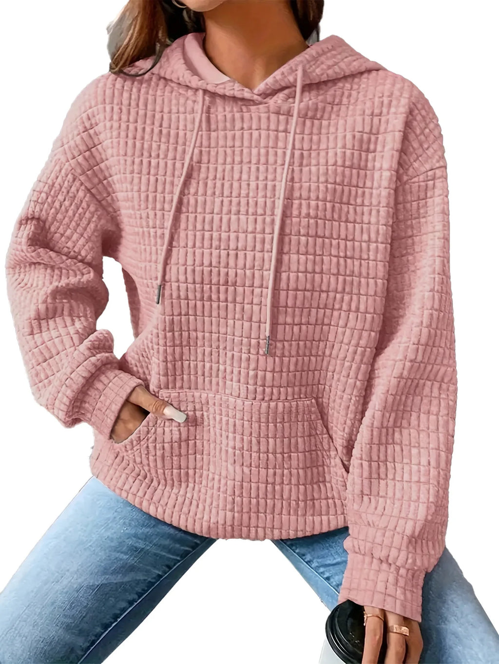 MoveX Women's Cropped Waffle-Knit Hoodie