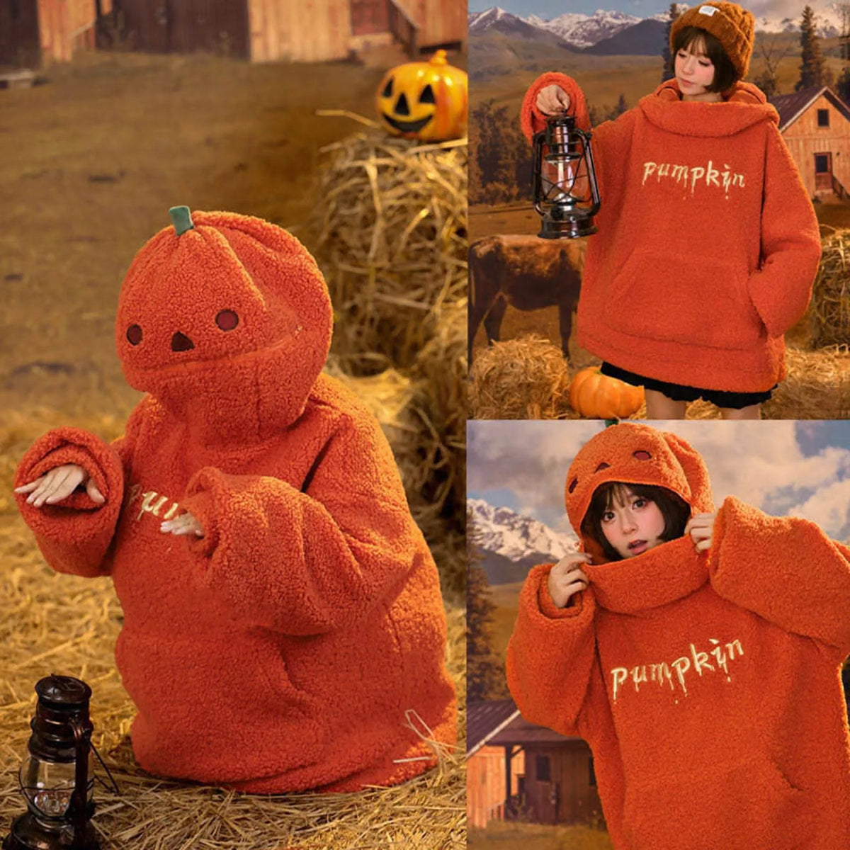 MoveX Women's Halloween Pumpkin Fleece Hoodie