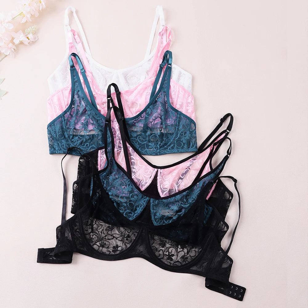 MoveX Women's Lace Embroidered Underwire Bra