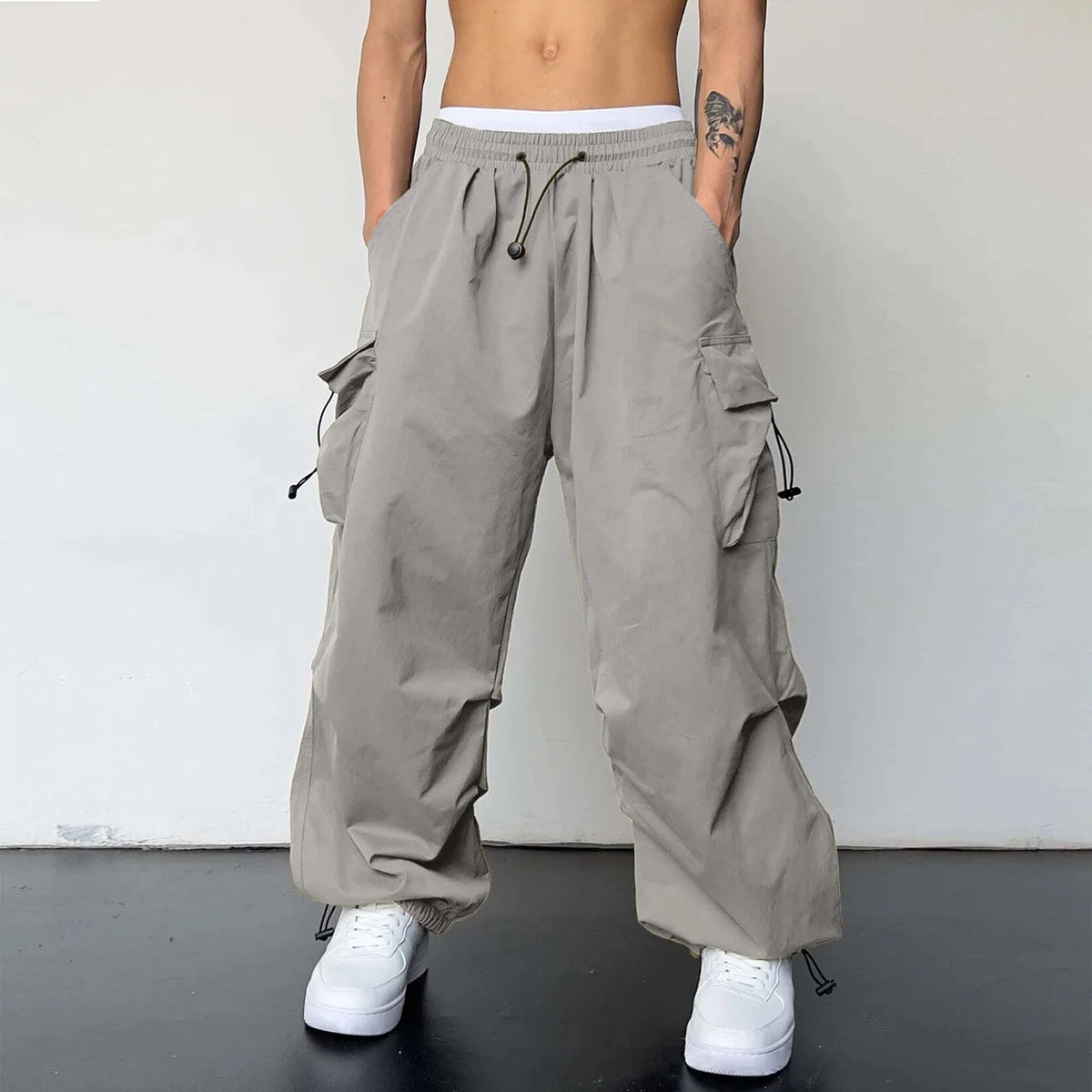MoveX Y2K Wide-Leg Parachute Cargo Pants